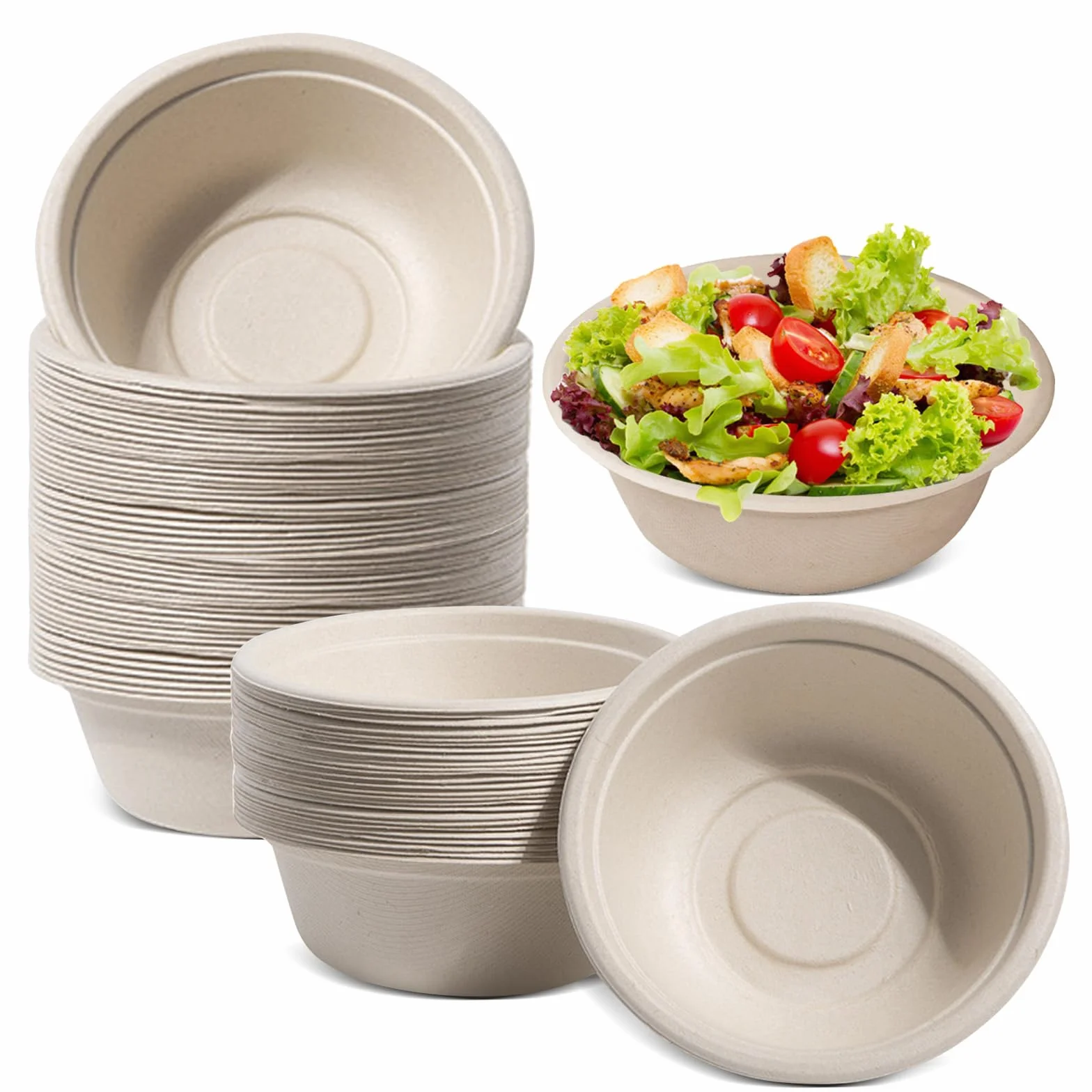 100 cuencos desechables ecológicos para sopa de caña de azúcar, 350 ml, cuencos de cartón desechables, cuencos de sopa orgánicos, compostables