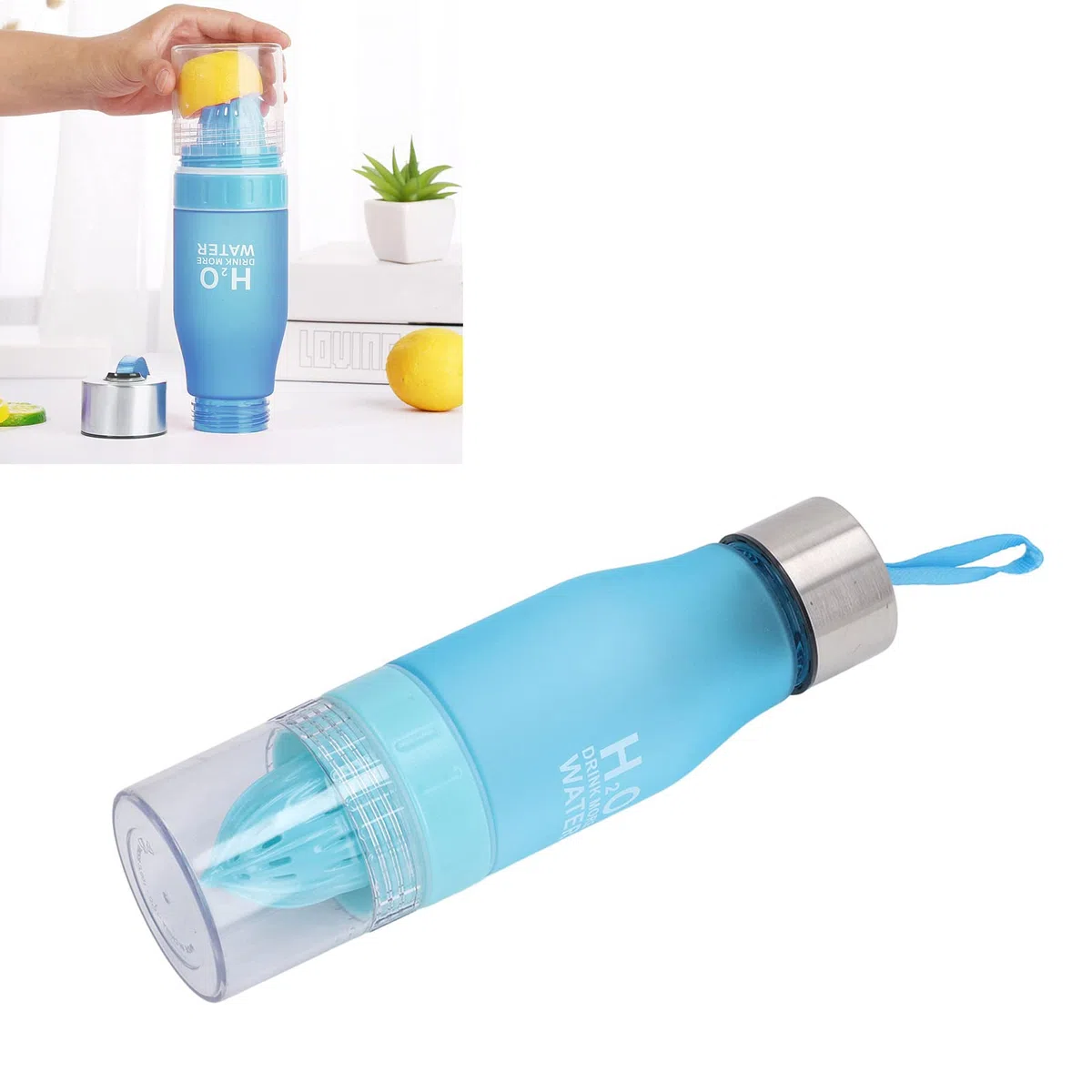 TOPINCN Botella de Agua de Frutas, Exprimidor de Frutas a Prueba de Fugas, Botella con Infusor, 650 Ml, PC Seguro, Portátil, de Moda para Entusiastas de los Deportes para Actividades Al Aire Libre