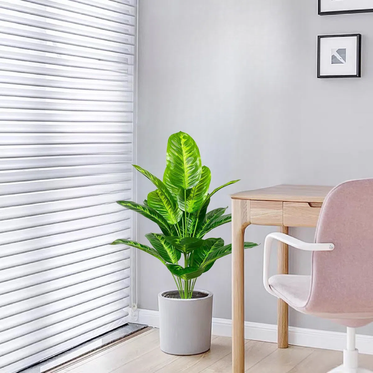 Planta Artificial con Maceta Palmera Grande Árbol Artificial Plastico Ideal para Decoración del Hogar Oficina Interior y Exterior Salon Dormitorio Balcón Moderno (80cm Plátano Tropical)