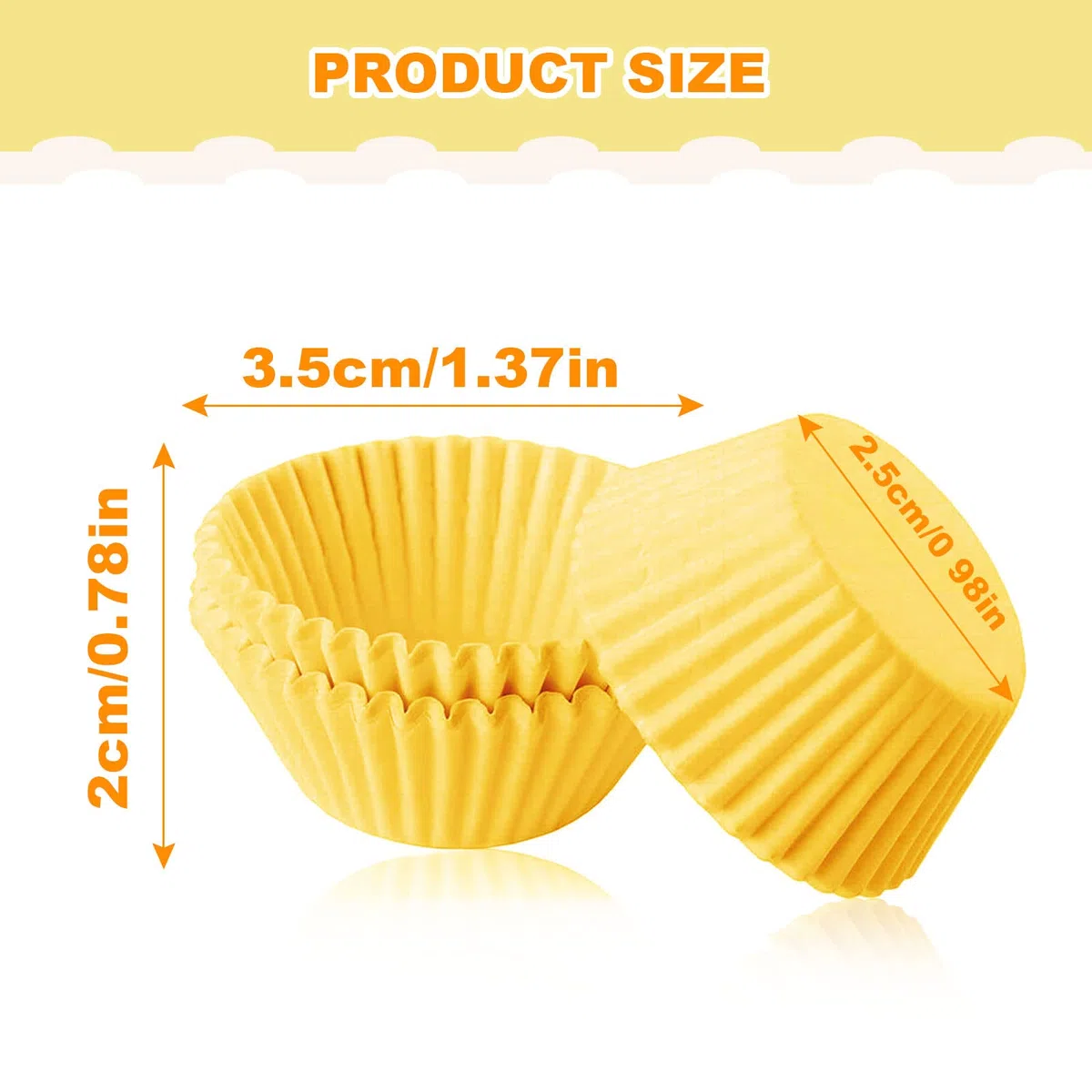MIVAIUN 1000 Piezas Pequeños Casos de Papel para Magdalenas, Mini Forros Antigrasa para Pastelitos (Amarillo)