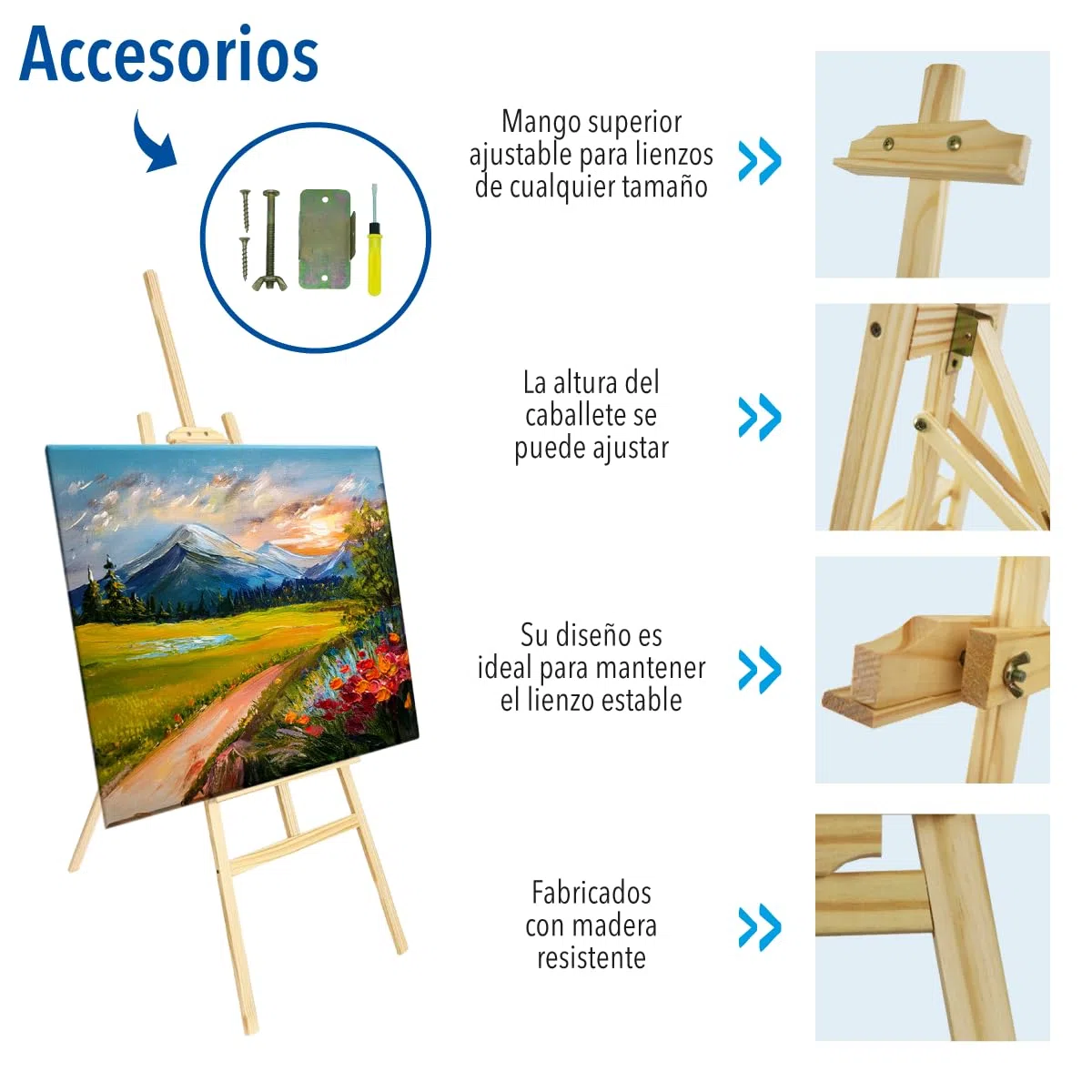 CHELY INTERMARKET Caballete Madera 120 CM Natural Caballete Plegable Para Pintura Lienzo Profesional Artistas Niños Adultos Acrílico Óleo Acuarela Trípode Soporte Portátil Estudio Manualidades