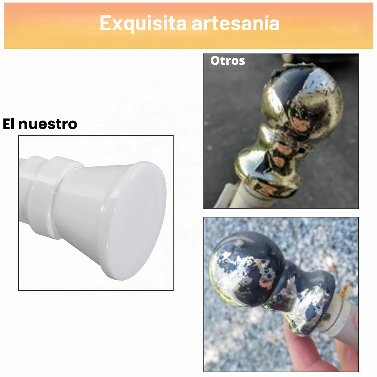 Barra Cortina Extensible, 81-204 cm, Juego de Barra Cortina Estable, Blanca