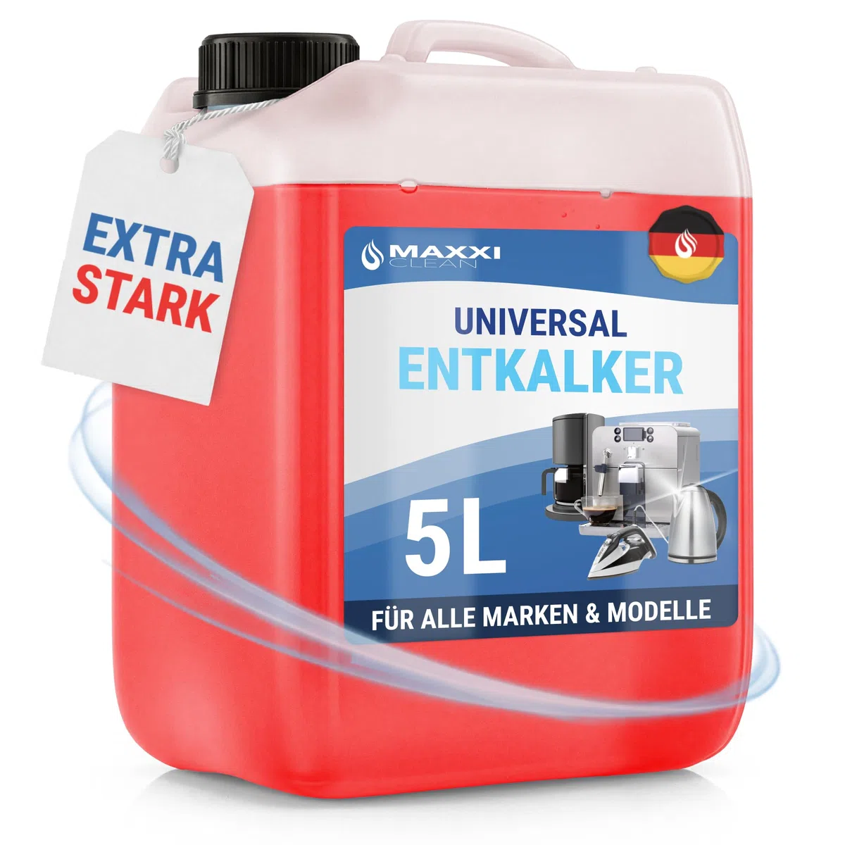 Descalcificador concentrado universal, bidón de 5 litros para cafeteras automáticas y cafeteras I Concentrado con indicador de color I Uso universal para todas las marcas