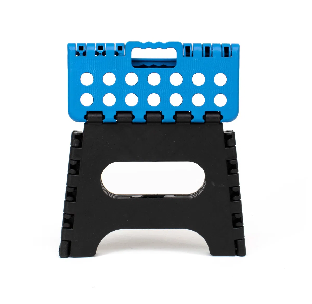 The Secret Home - Pack de 2 Taburetes Plegables Multiusos - Escalera Antideslizante de PVC - Altillo para Cocina, Baño o Dormitorio (Azul/Negro, 21x17x18)
