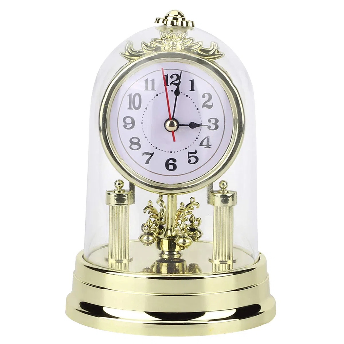 Reloj de mesa, reloj de escritorio que no hace tictac, reloj de sala de estar de estilo retro europeo, reloj de mesa silencioso alimentado por pilas, decoración de interiores, dorado