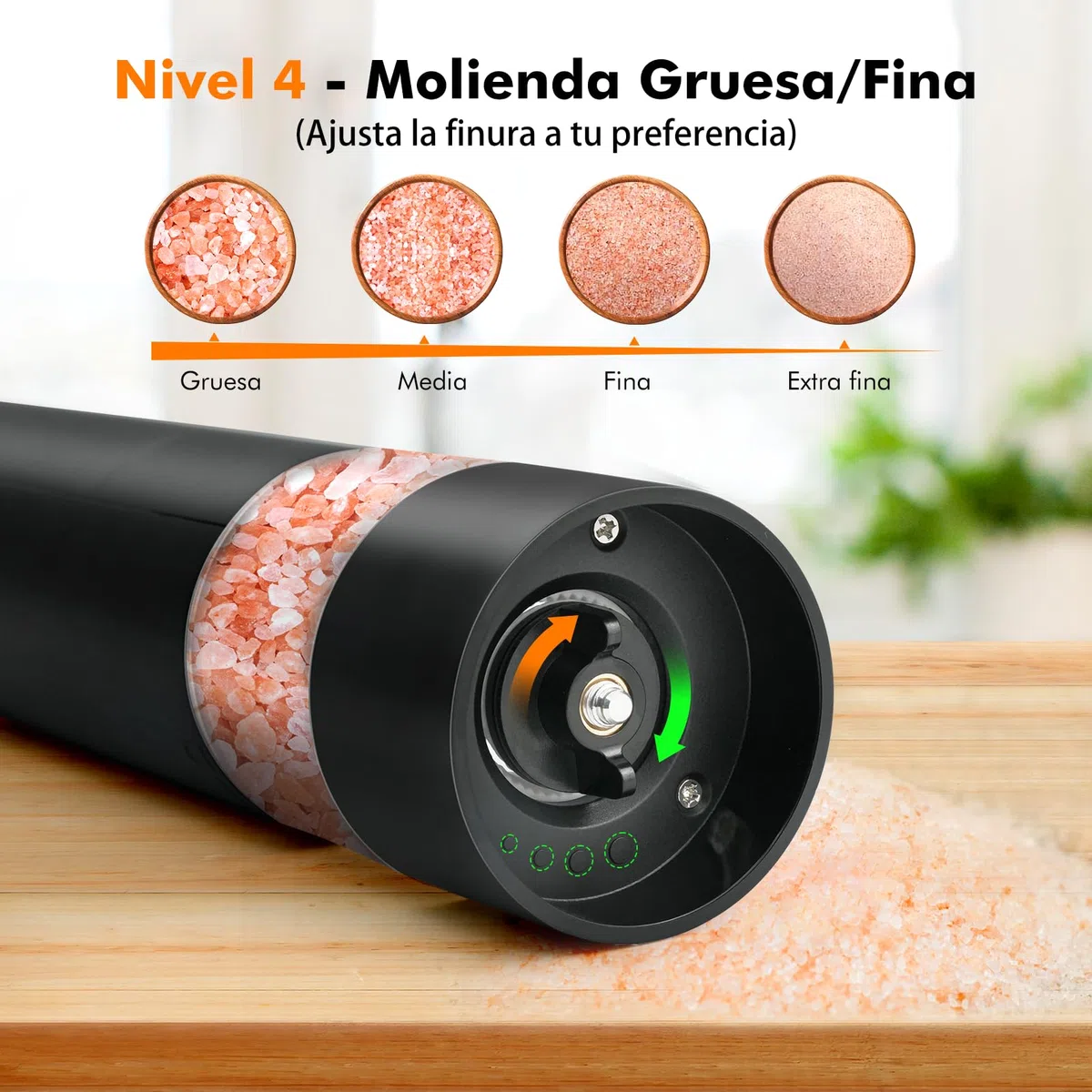 Juego de Molinillos Eléctricos- de Sal y Pimienta Recargable USB con Base de Almacenamiento - Molinillo de Especias con Grosor Ajustable, Recipiente Lavable para Cocina/Picnic/Barbacoa