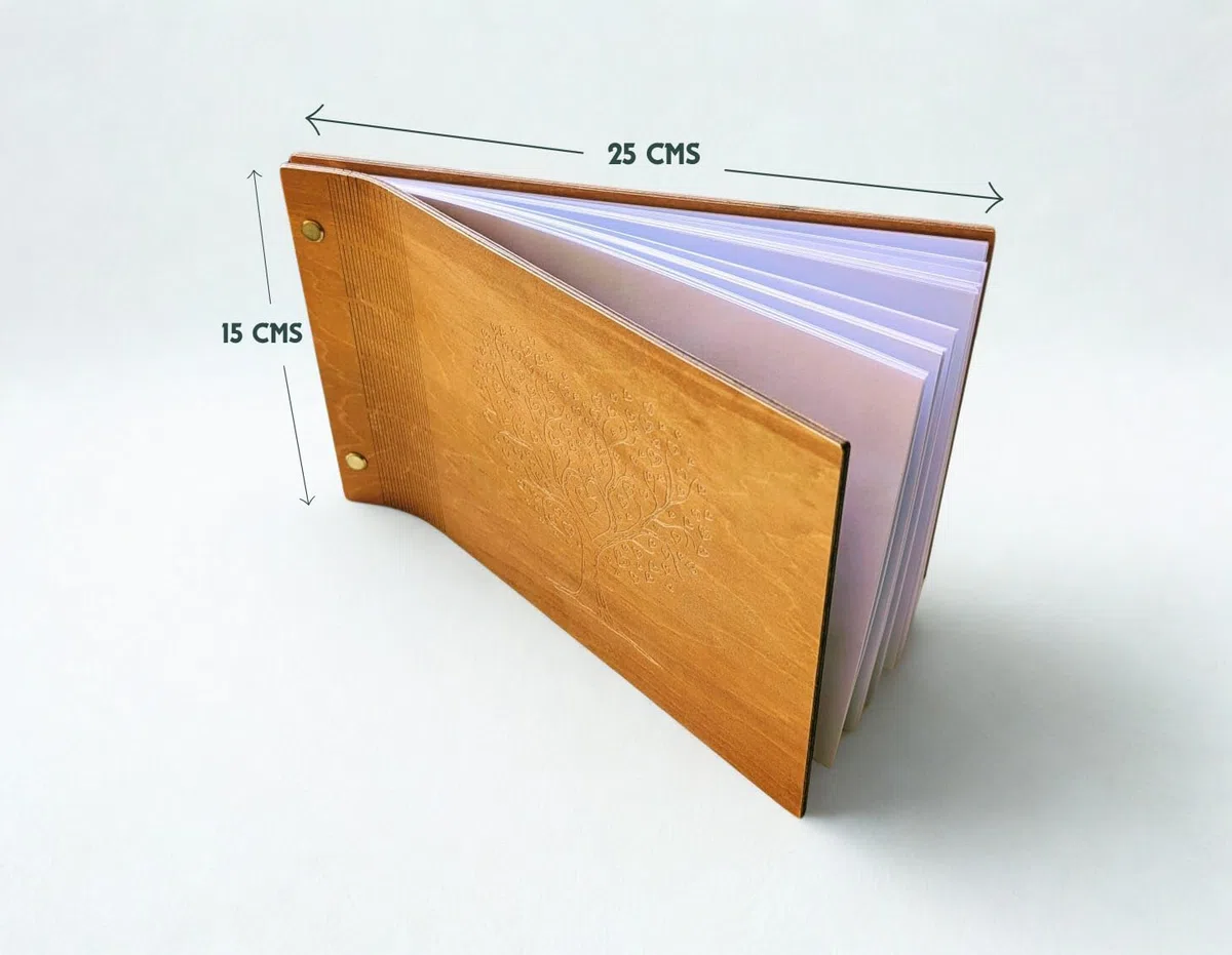 MALONA Libro de Oro de Madera para Boda - Guest Book Árbol de la Vida