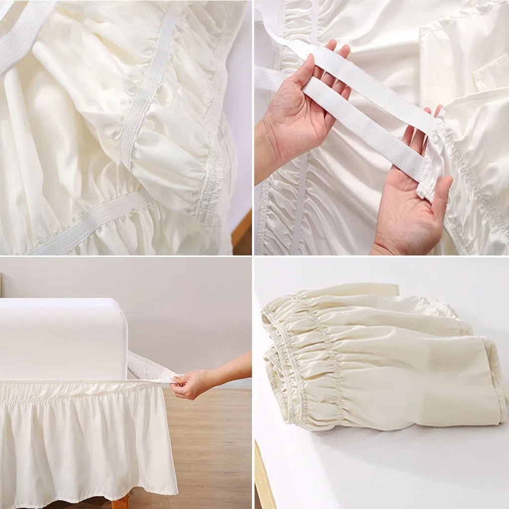 Falda Cama Rodea con Volante Cubre 150x200 135x190 180x200 Wrap Around Tejido de Tres Caras - Falda de Cama Completa con Volantes para un fácil Ajuste con Tela cepillada