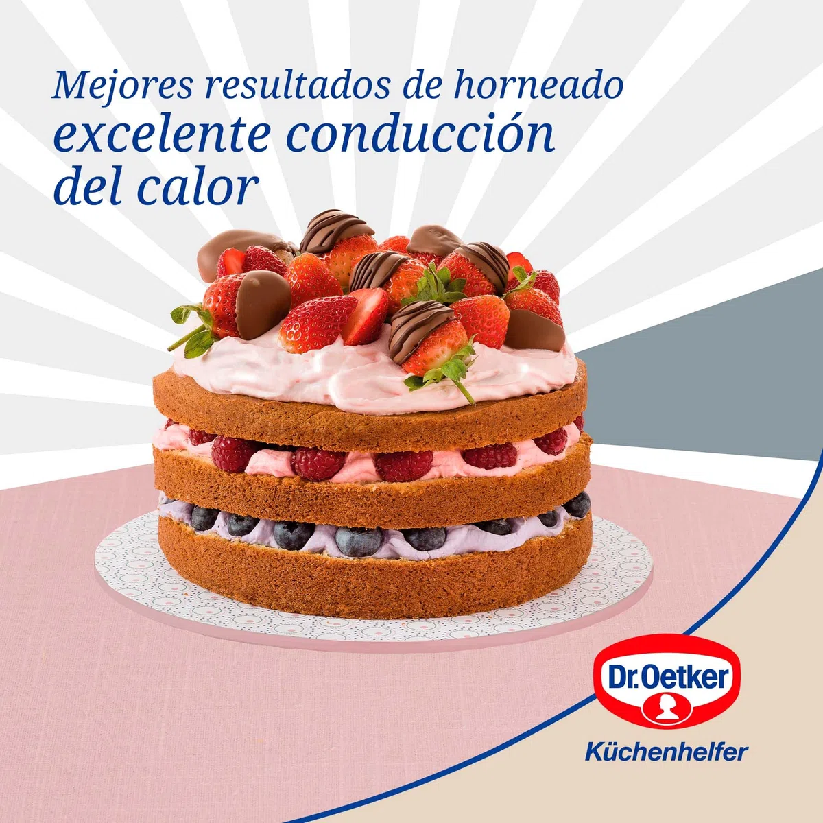 Dr. Oetker Molde de Horno Desmontable Ø 20 cm con Base Plana, Modern Baking Retro Design, Revestimiento Antiadherente Premium Bicolor Reforzado con Cerámica, Color: Rosa/Crema), 1 ud.