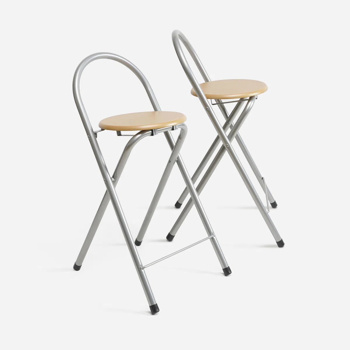 thesecrethome.es - Pack de 1, 2 o 4 Taburetes Plegables con Respaldo - Sillas Plegables de Metal y Madera - Ideales para Cocina, Terraza o Jardín - Alto. 80 cm x Largo 40 cm (1 Unidad)