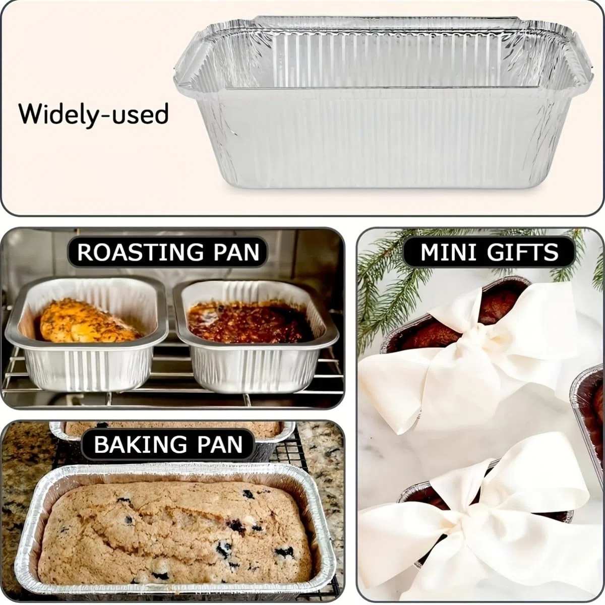 125 Moldes de Papel de Aluminio Desechables - 7,8 x 4 Pulgadas Mini Moldes para Pan y Contenedores de Alimentos