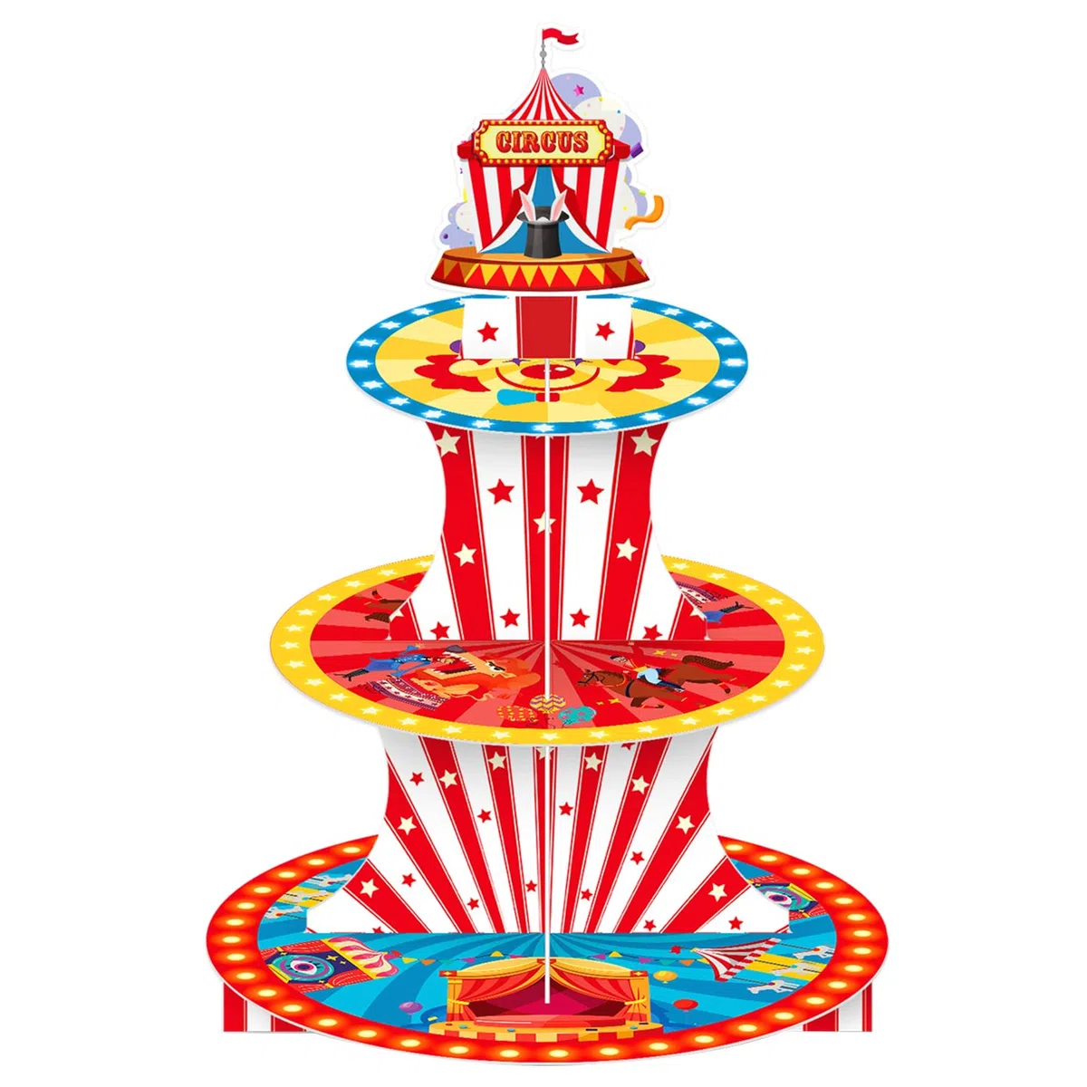Estante para tartas de postre de 3 niveles, tema de dibujos animados, accesorios de fiesta de cumpleaños para niños y niñas, estante para cupcakes, accesorio de cumpleaños temática de