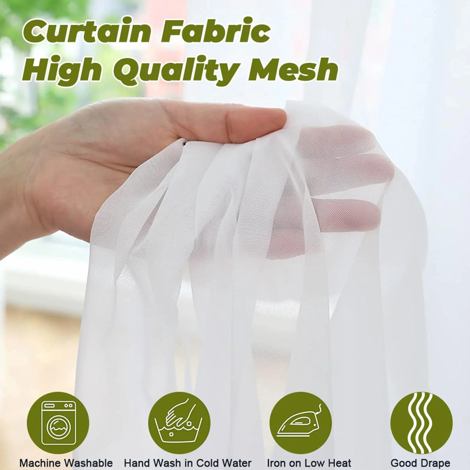 Odot Cortinas de Salon Translucidas con Bolsillo para Barra, Patrón Hoja Verde 3D Cortina Ventana Visillo Moderna 2 Piezas para Decoracion Dormitorio Comedor Cocina