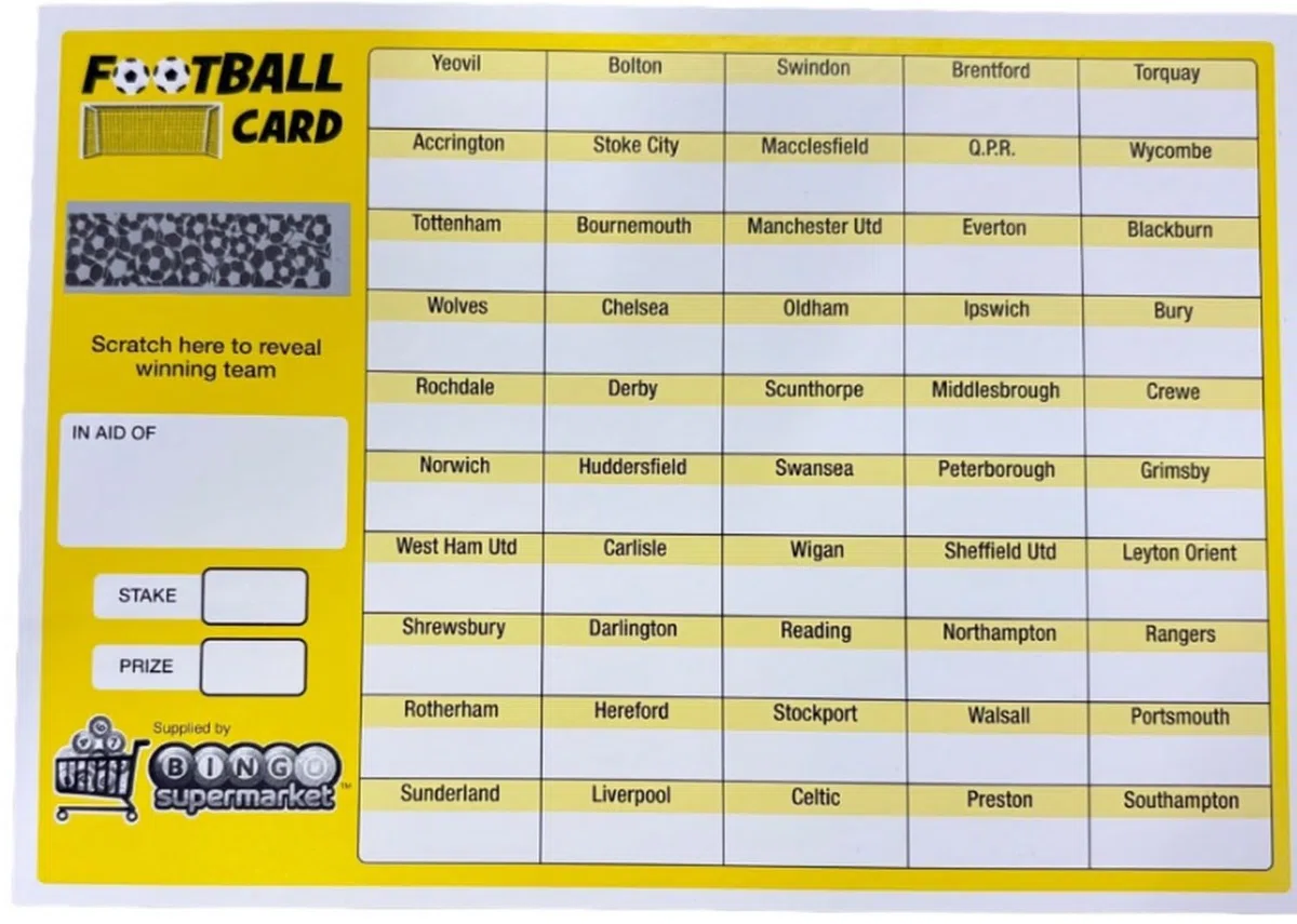 Bingosupermarket Tarjetas de rascar para recaudar fondos de fútbol (50 equipos), tamaño A5, 250 g/m², tarjeta de seda, paquete de 10