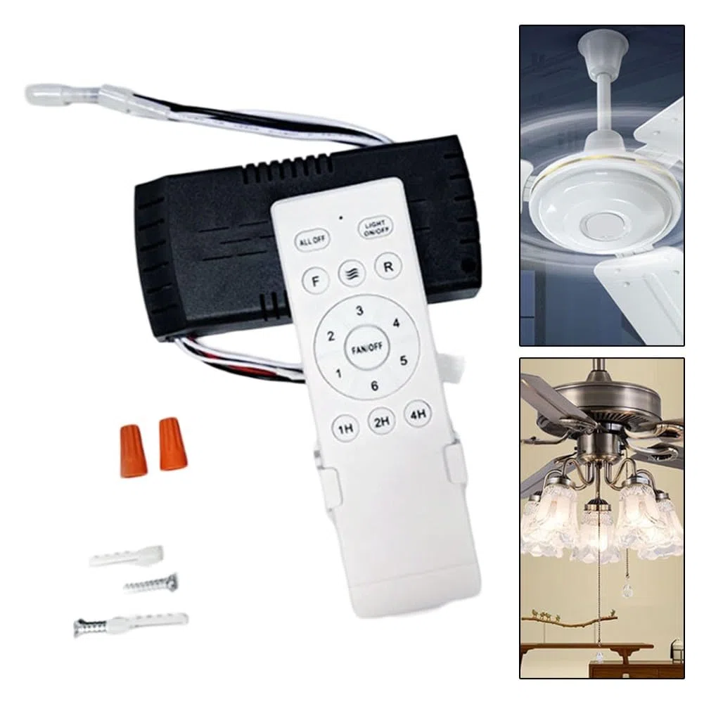 Kit de control remoto de ventilador de techo de conversión de frecuencia, controlador receptor de luz de 90 265 V con 30 m para rango, interruptor inalámbrico de 6 velocidades para oficina