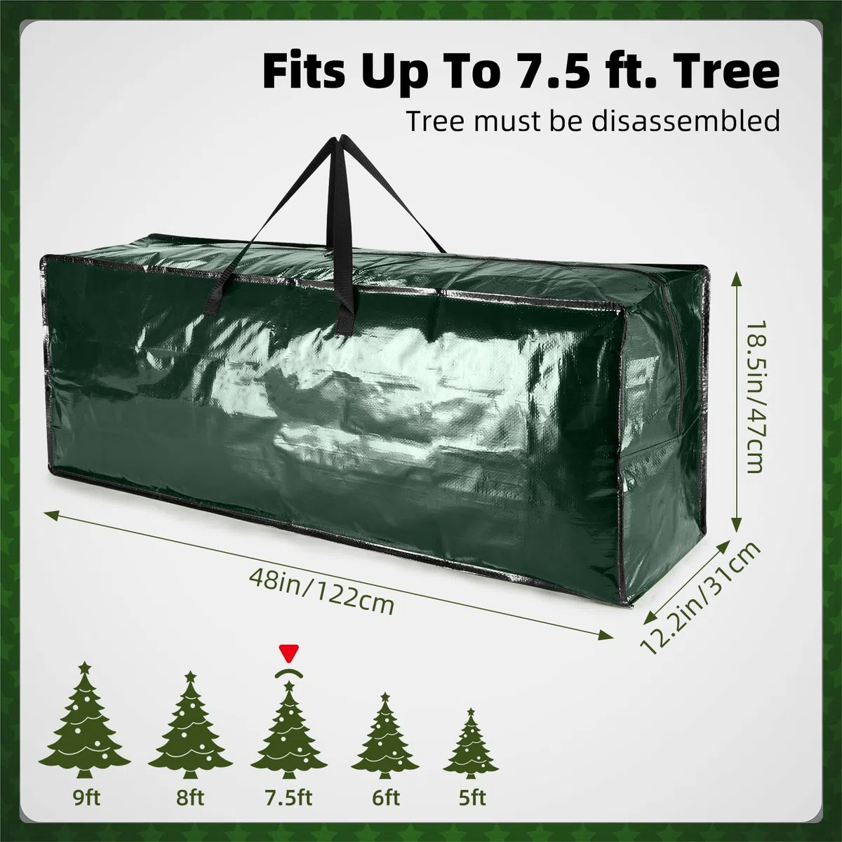 Paquete de 2 Bolsas de Almacenamiento para Árbol de Navidad, Contenedores Extra Grandes para Árboles de Navidad de Hasta 7.5 Pies, Reforzados, Impermeables, con Cremallera y Asas