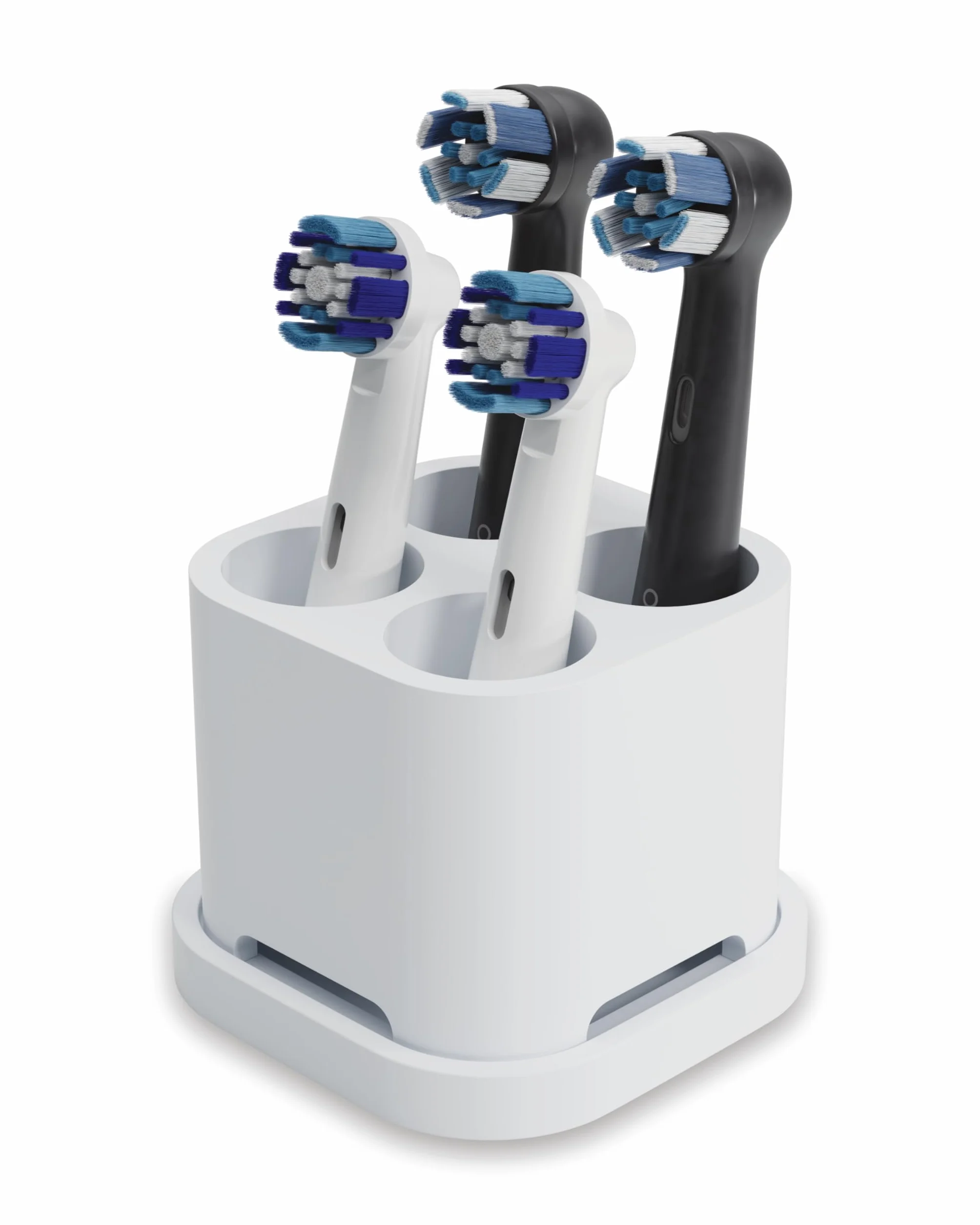 Qikfresh - Soporte para 4 Cabezales y cepillos dentales - Compatible con Oral-B, iO, Philips Sonicare, Waterpik, Fairywill - Silicona alimentaria (Blanco)