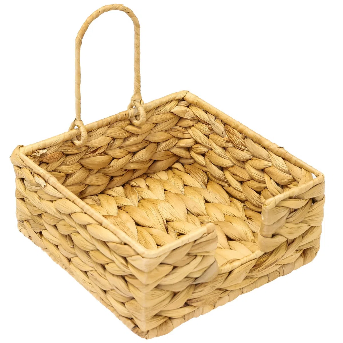 HMF Servilletero trenzado de jacinto de agua, servilletero con abrazadera de seguridad, 19 x 19 x 8 cm