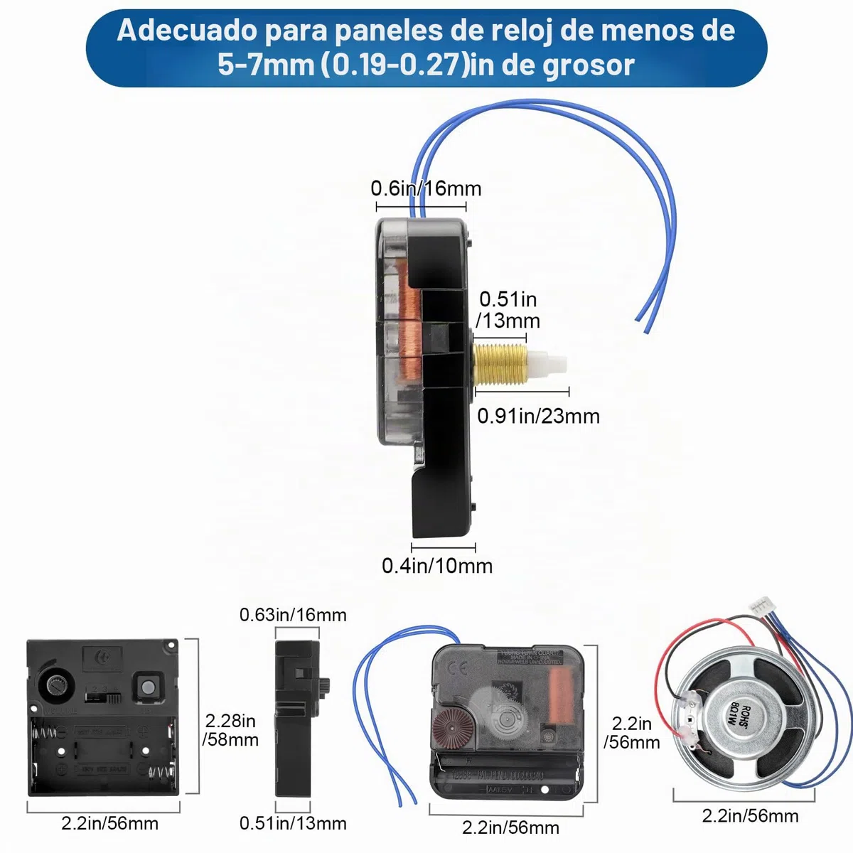 EEEKit Mecanismo Reloj Pared, Maquinaria de Reloj a Pilas, Movimiento con Altavoz de Caja de Música y 3 Juegos de Manecillas para Reparación