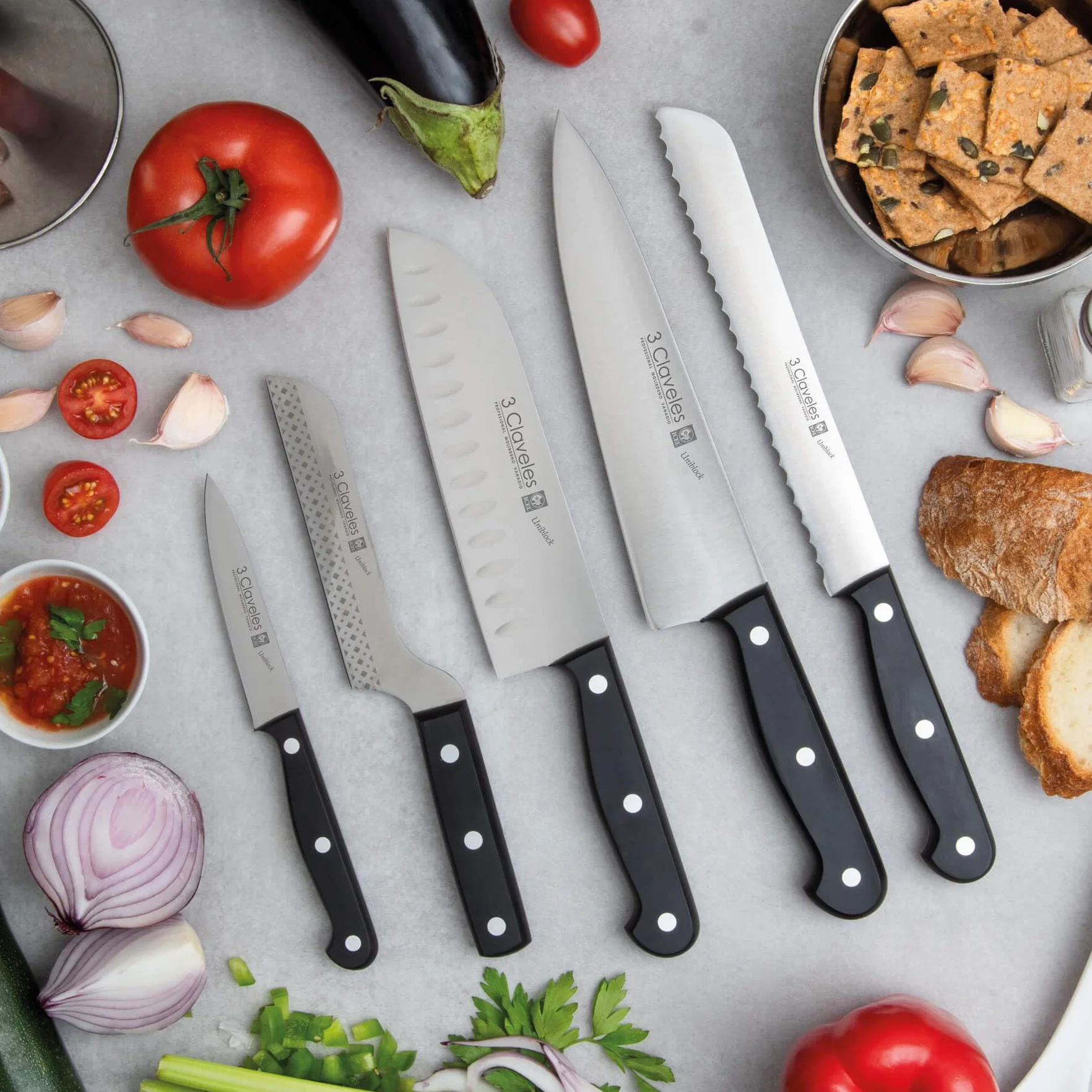 3Claveles Uniblock - Cuchillo alveolado jamonero de 30 cm, 12 pulgadas, Metal