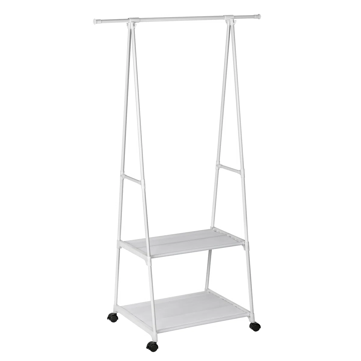 T-LOVENDO.ES Perchero burro con barra extensible, estantería y zapatero | Organizador de ropa con ruedas y freno | Estructura metálica resistente y ligera (BLANCO)