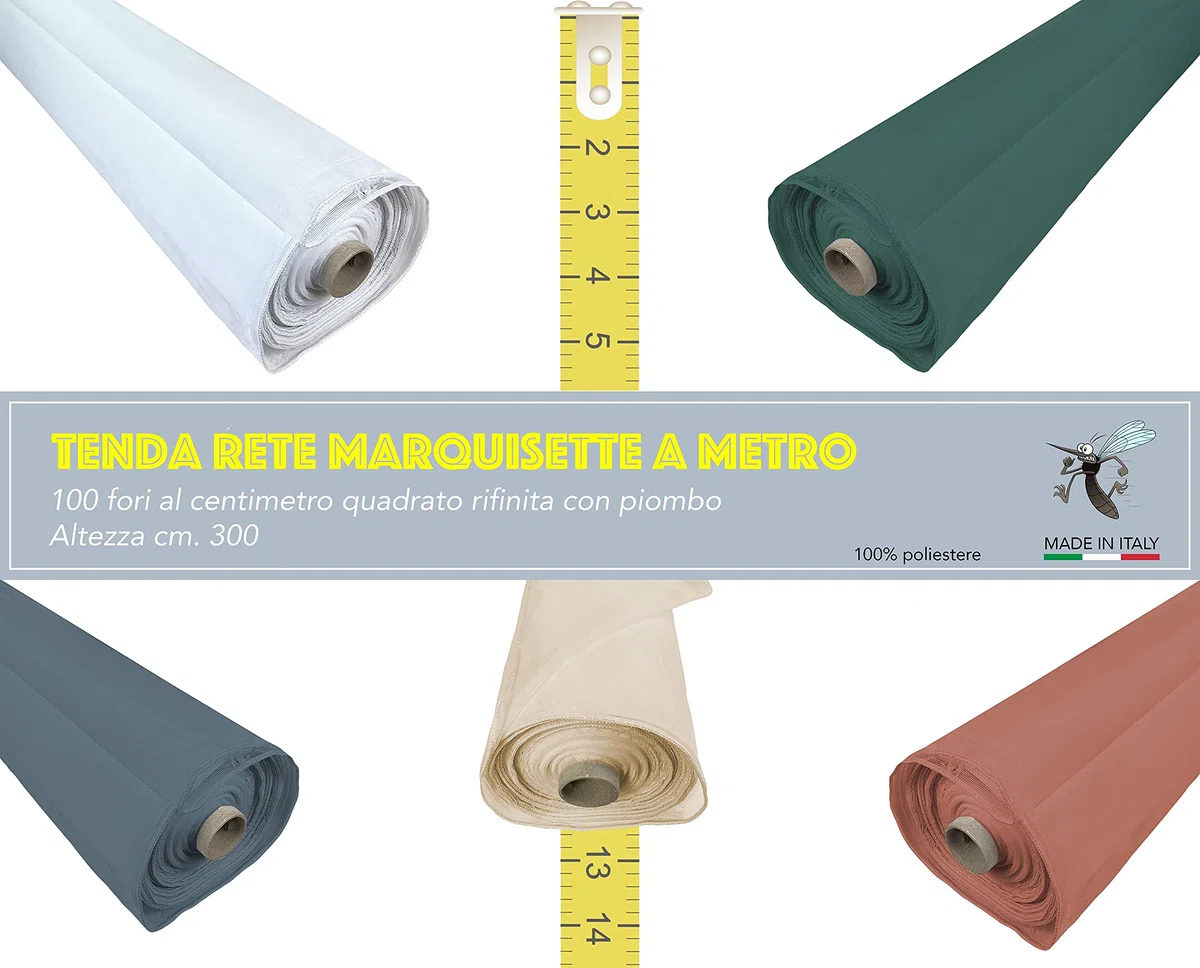 Tex family Marquisette - Tela mosquitera por metro de color liso con efecto lluvia - Altura 300 cm - Color verde