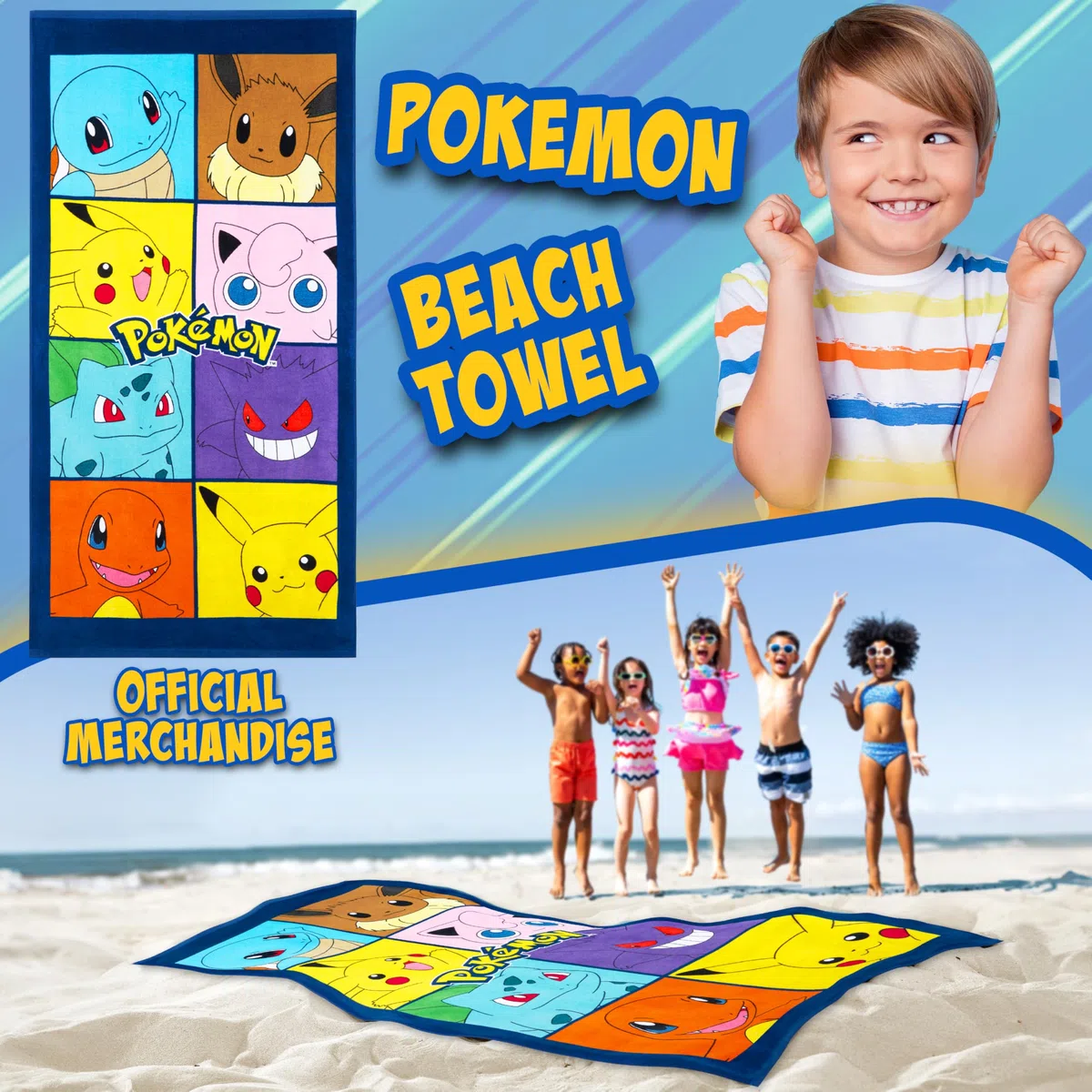 Pokémon Toalla Baño Niño Suave Pikachu Toalla Playa Niña Piscina Anime Toallas Baño 100% Algodon 140x70cm Viajes Accesorios
