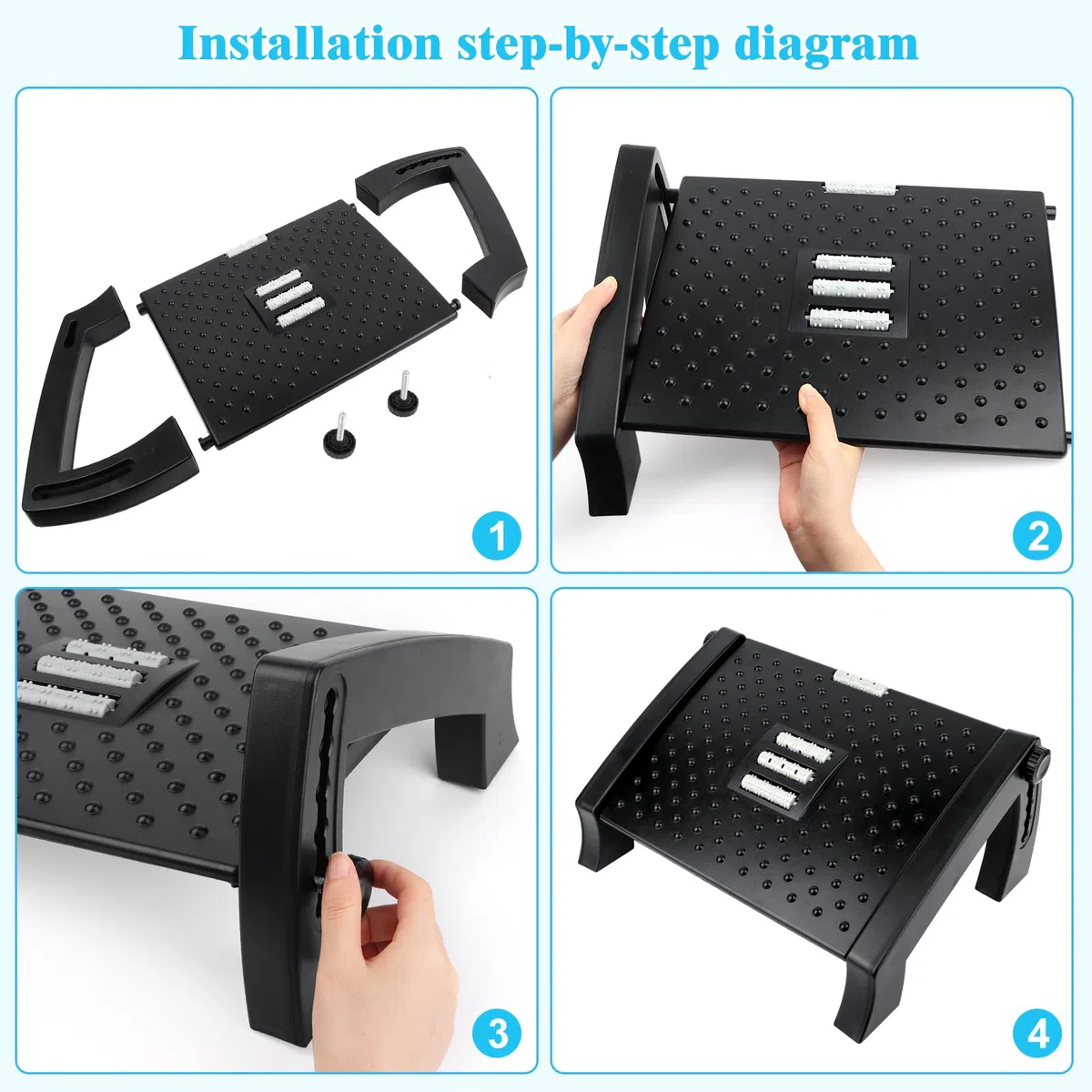 VFANDV Reposapies de Oficina, Reposa pies Reposa pies Reposapies Escritorio Reposapiés Ajustable en 6 Niveles, Reposapiés Ergonómico para Oficina, Hogar, Viajes, Negro