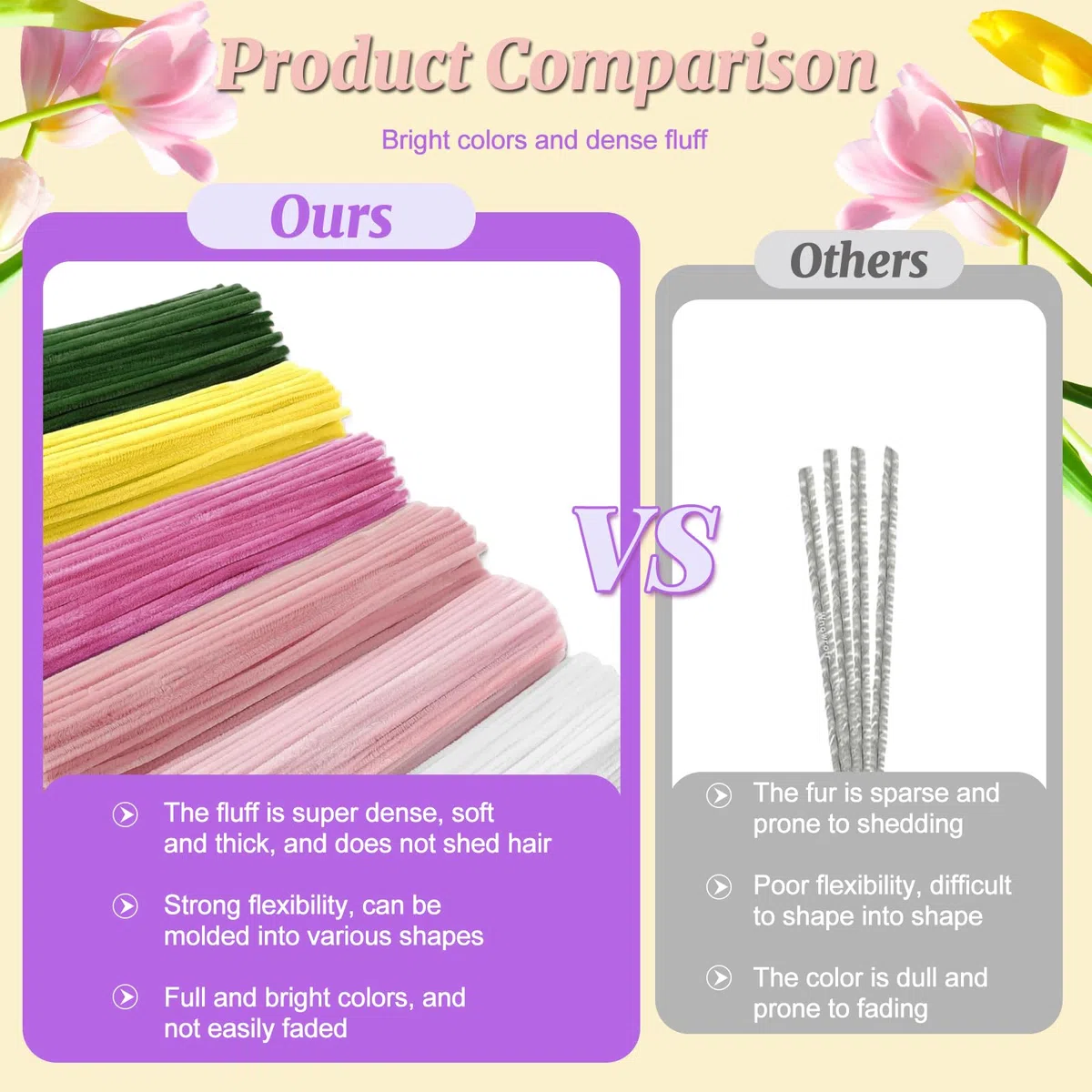 400 PCS of DIY Craft Pipe Cleaners, Bouquet Pipe Cleaners, Flower Blur Stick Craft Supplies, Craft Kit Gifts, and Pipe Cleaner Sets for Floral and Artistic Purposes (purple-4)
