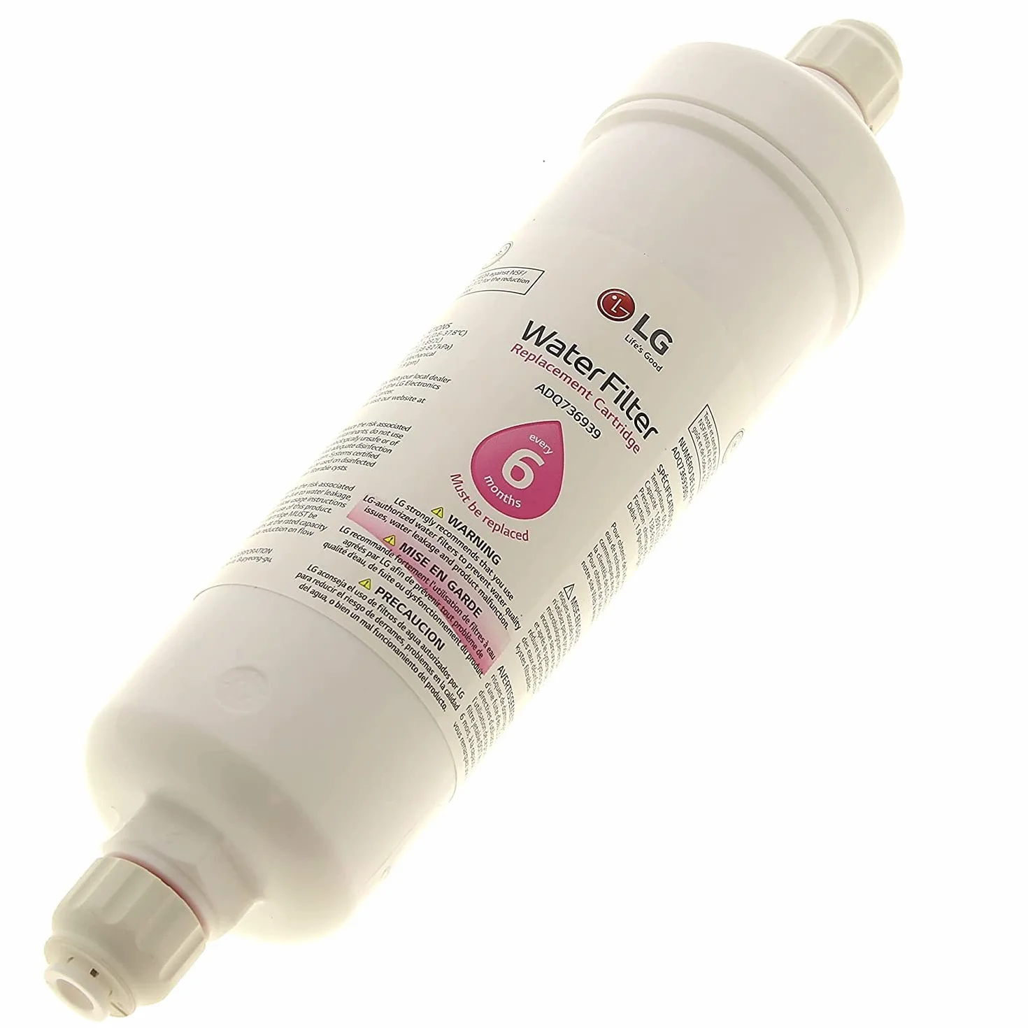 LG ADQ73693901 Cartucho de filtro de agua de repuesto para refrigerador con ajuste a presión (1 unidad)