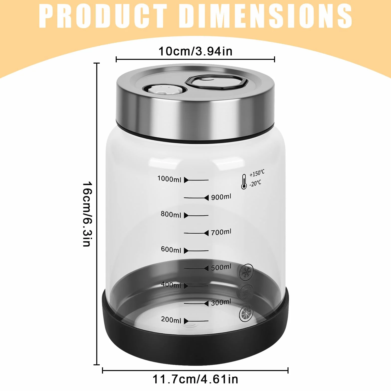 Tarro de fermentación con tapa de 1 L, vaso de fermentación con ventilador de fermentación, recipiente para kimchi, vaso de kéfir, vasos de fermentación, vidrio kimchi, cristal de fermentación