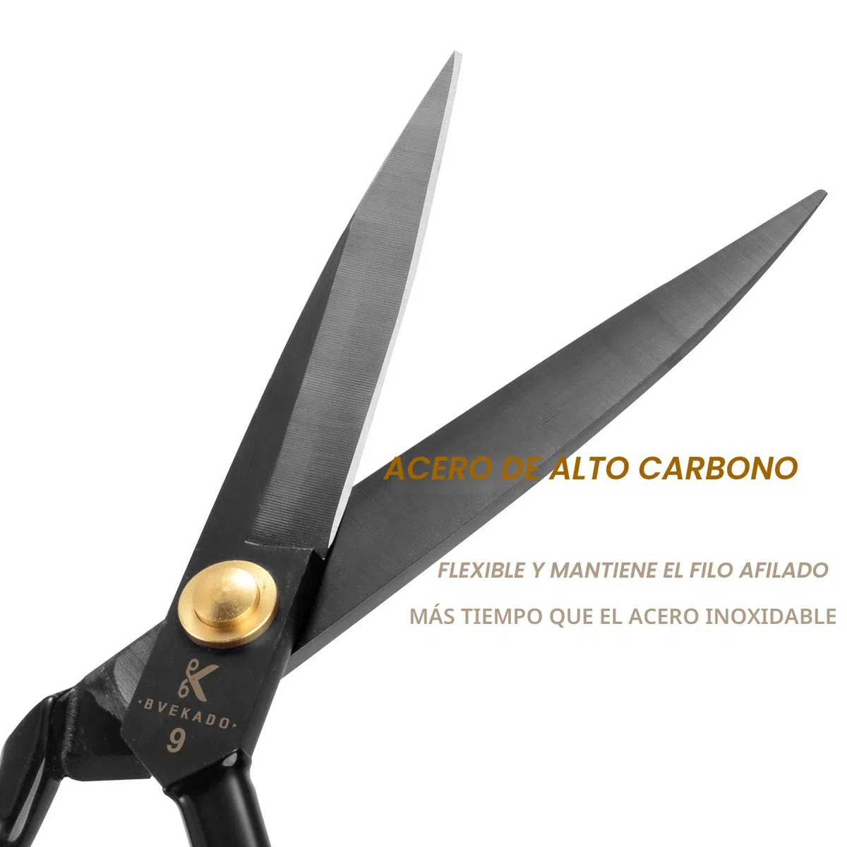 Tijeras de costura, tijeras de modista de 24 cm con cortador de hilo - tijeras de tela acero al carbono para cortar tela, ropa, cuero, materias primas (negro, diestro)