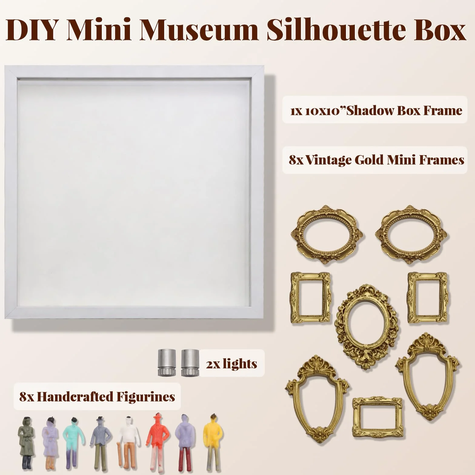 Yizhet Scatola Porta Oggetti per Ricordi, Kit FAI da Te Museo in Miniatura con Luci LED e Figure in Resina, Cornice Decorativa da Parete per Camera da Letto, Soggiorno, Idee Regalo Anniversario