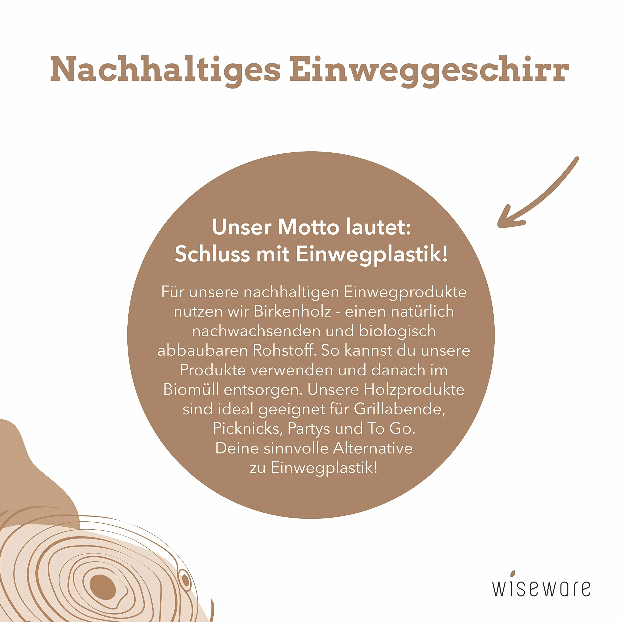 Wiseware - Cuchillos desechables de madera de abedul, 100 unidades, cuchillos desechables, biodegradables, naturales, estables, respetuosos con el medio ambiente, embalaje sin plástico