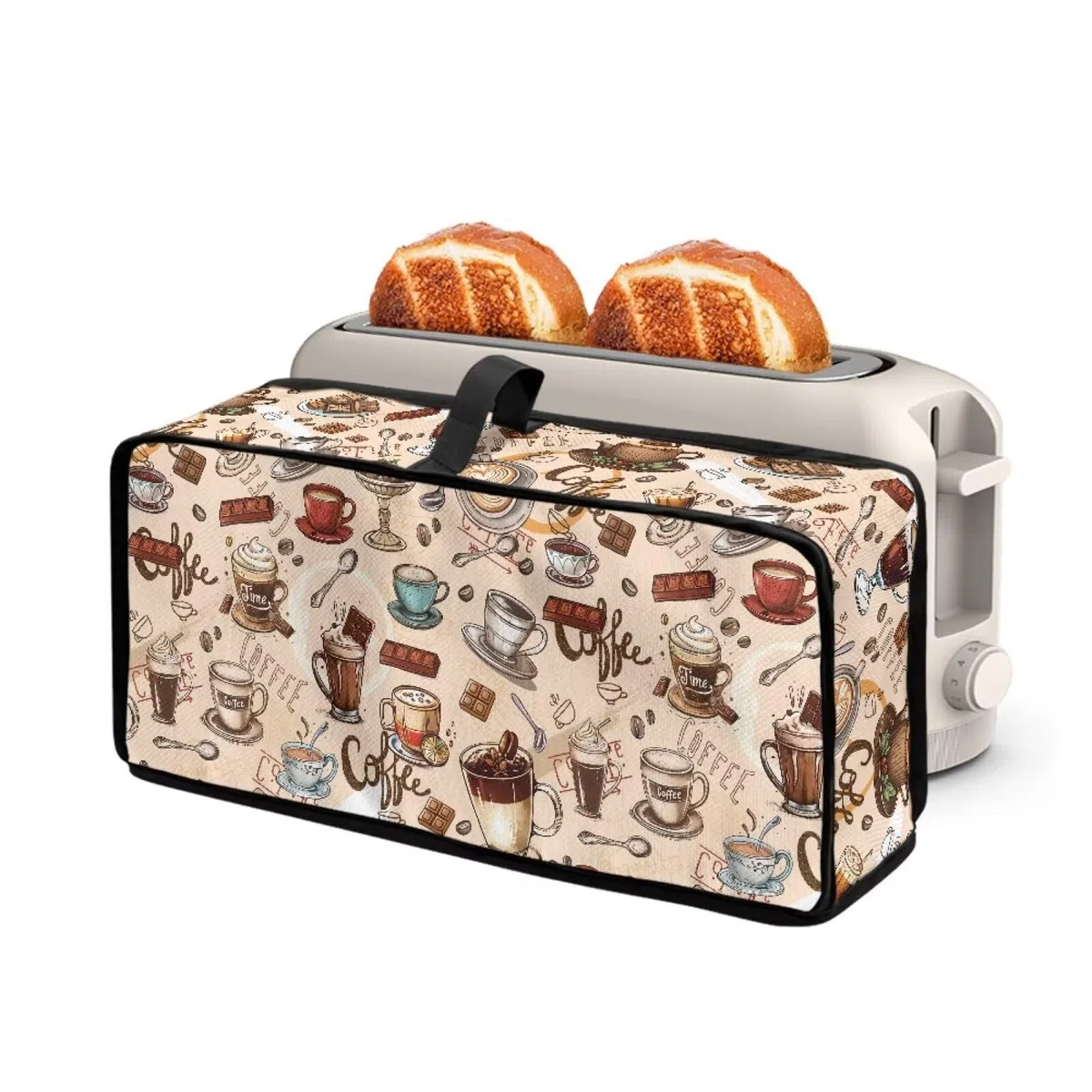 Funda para tostadora de ranura larga con patrón de café y chocolate, compatible con tostadora de 2 rebanadas, protección contra el polvo, resistente a las manchas, cubierta delgada para hacer