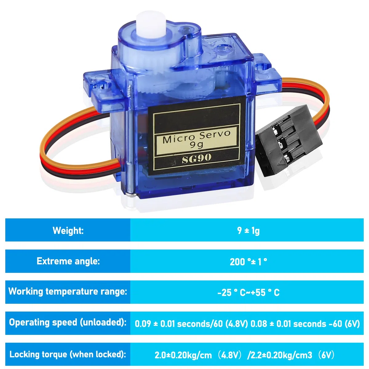 9G Micro Servo Motor, 10 Unidades Mini Servomotor con cable, Mini Servos para Arduino, Micro Servo Motor para RC Robot/Mano/Paseo Helicóptero Avión Coche Barco Control (Azul)