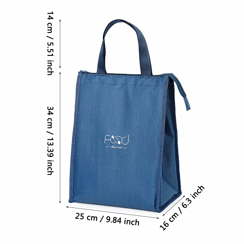 Bolsa de Almuerzo Aislada, Bolsas Térmicas, Bolso de Picnic Plegable, Bolsas Porta Alimentos, Tres Capas de Tela Gruesa, para llevar el Almuerzo al Trabajo, Escuela, Picnic, Azul Marino