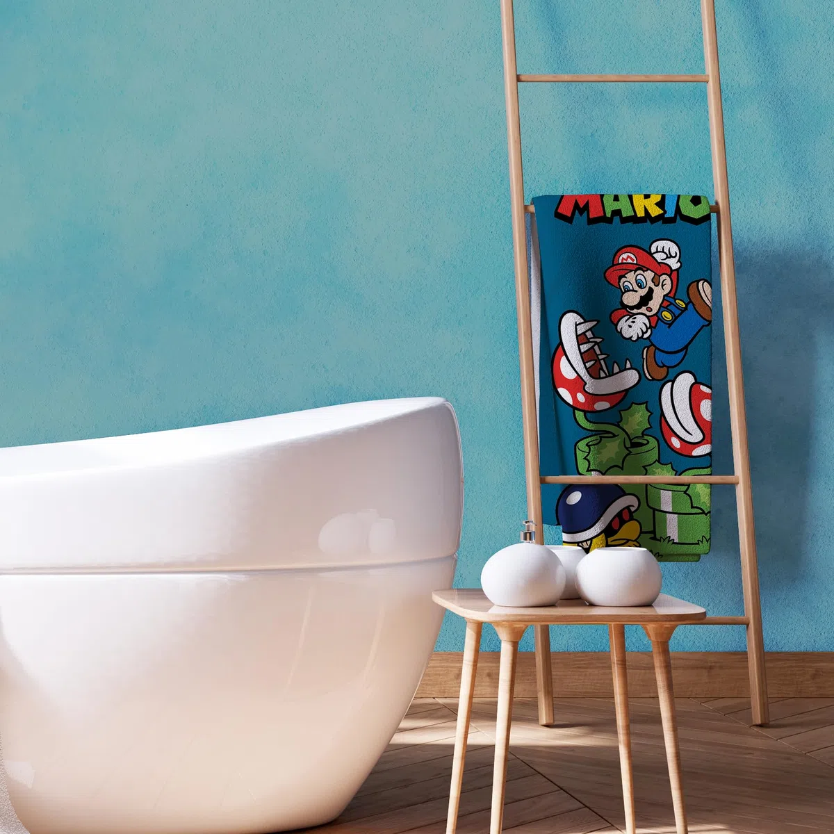 Character World Toalla Oficial de Nintendo Super Mario para niños, sensación súper Suave, diseño de Salto, hogar, baño, Playa y Piscina, tamaño único, 70 cm x 140 cm