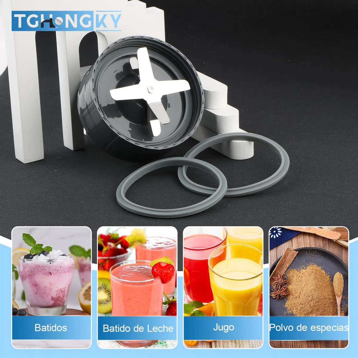 Blender Blade para NutriBullet 600W Extractor de Licuadora para NutriBullet 900W Hoja Cruzada Pieza de Base Extractor de Reemplazo de la Hoja en Forma con Junta del Portacuchillas