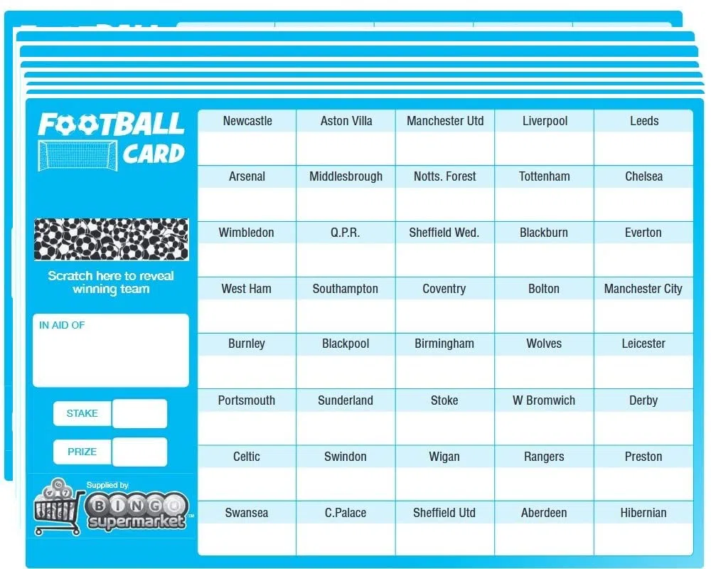 Tarjetas de rascar para recaudación de fondos de fútbol (40 equipos) A5