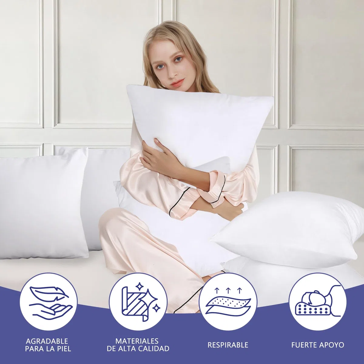 EASY SPEED Relleno Cojin 45x45 (2 Unidades),Inserto para Cojines Decorativos de Fibra Hueca Silicona Virgen 100%, Forro Exterior Microfibra Suave (NO TNT), para Casa, Dormitorio, Adulto