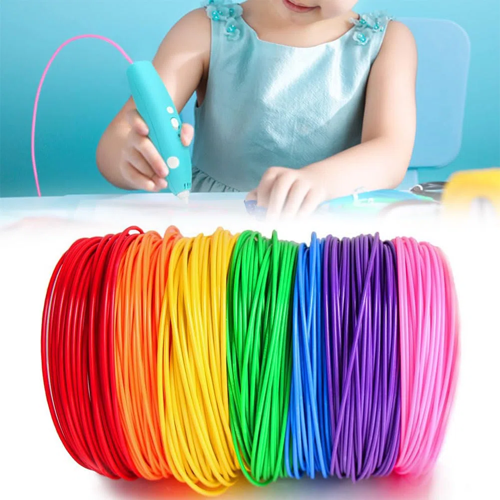 3D Pluma Filamento,3D Pluma PLA Filamentos,10 Colores PLA Para Bolígrafo,1.75MM Para Pen, 50M - Pluma 3D Con Protector Silicona Para Los Dedos