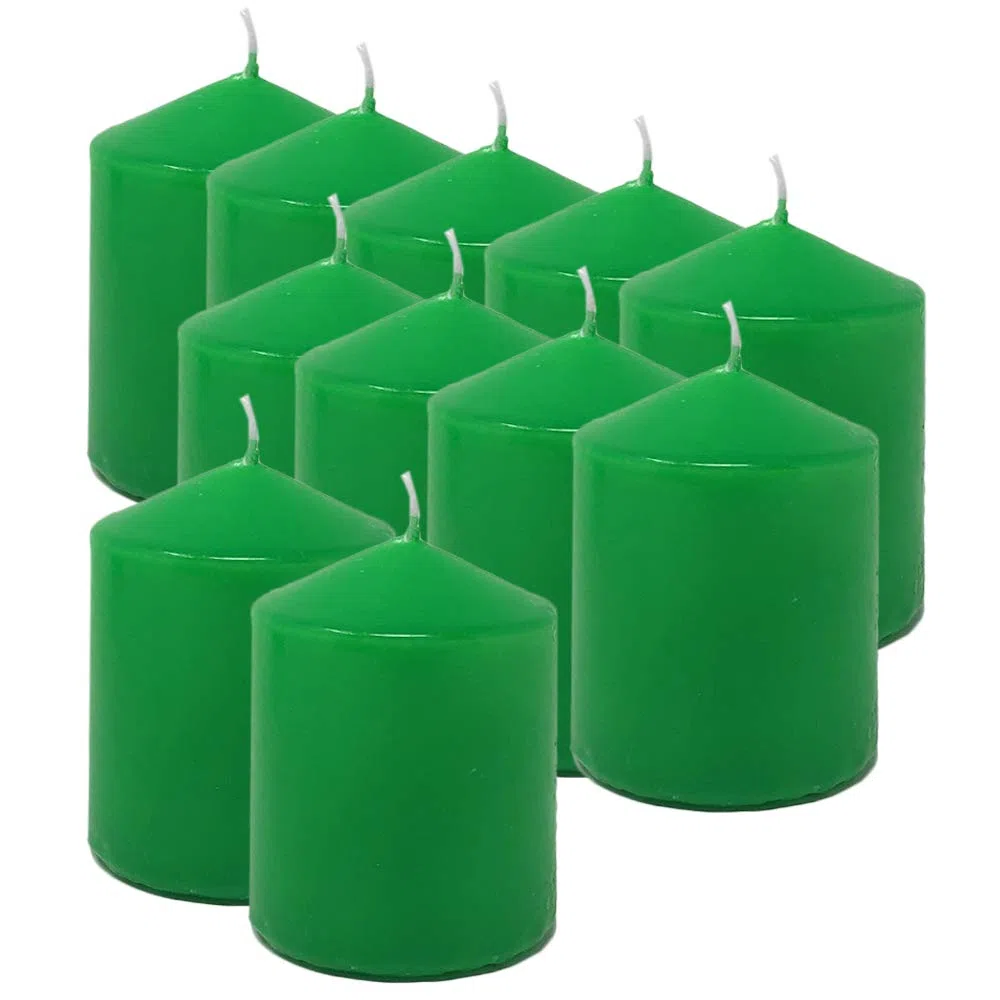 MGE - Velas Perfumadas - Velas Decorativas - Velones Aromáticos - Velas para Ambientar el Hogar - Velas Pilar - 12 unidades - Fabricado en España (Verde - Melón-Sandía)