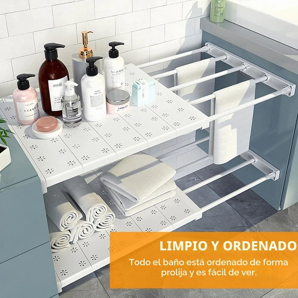 Estantería extensible, estantería para armario, estantería ajustable de 24 cm de ancho, estantes ampliables, estante de armario, separador de estantes para cocina, baño