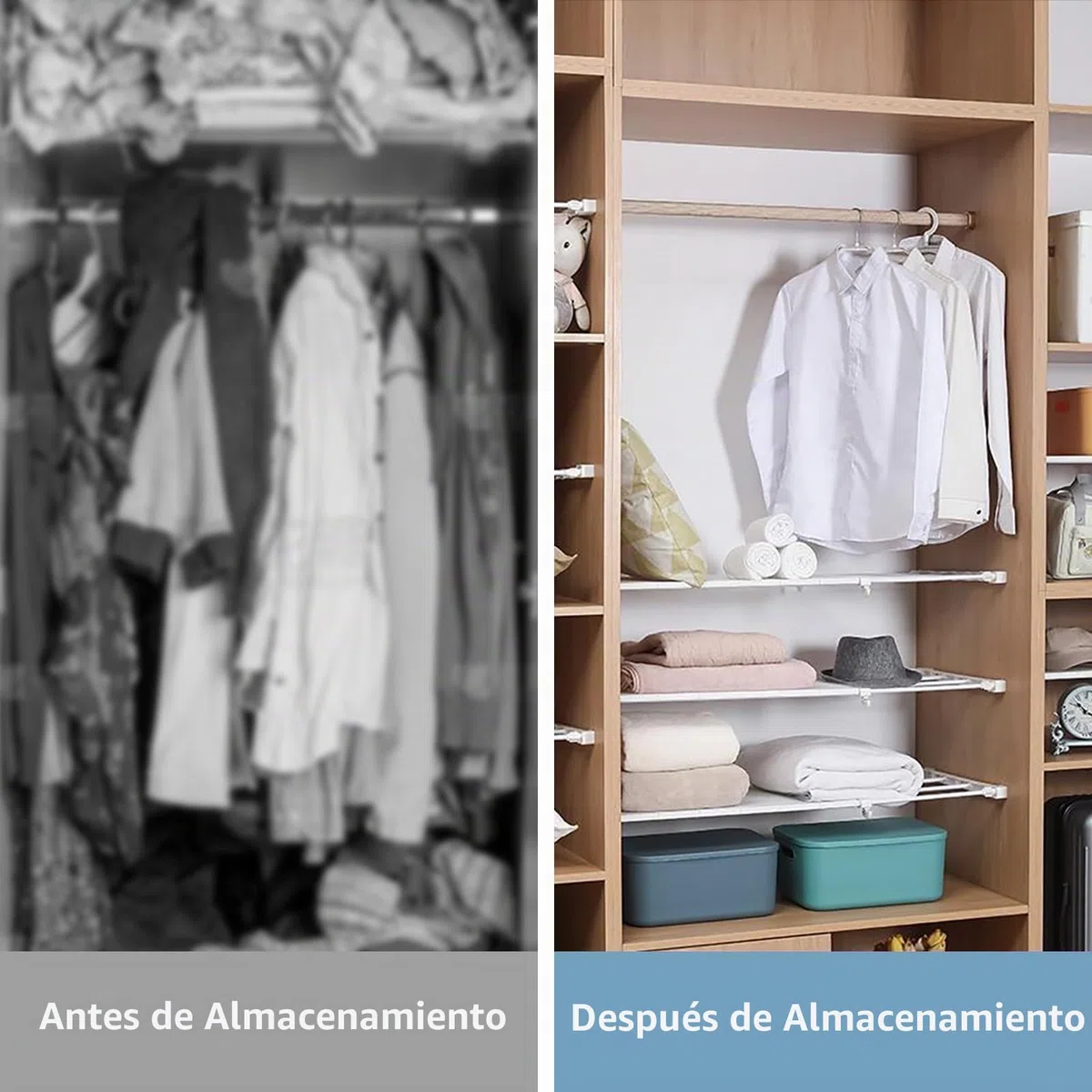 Estantes Ajustables para Armario, Estantes Expandibles, Estante de Armario, Separador de Telescópicos Sin Clavos para Cocina, Baño