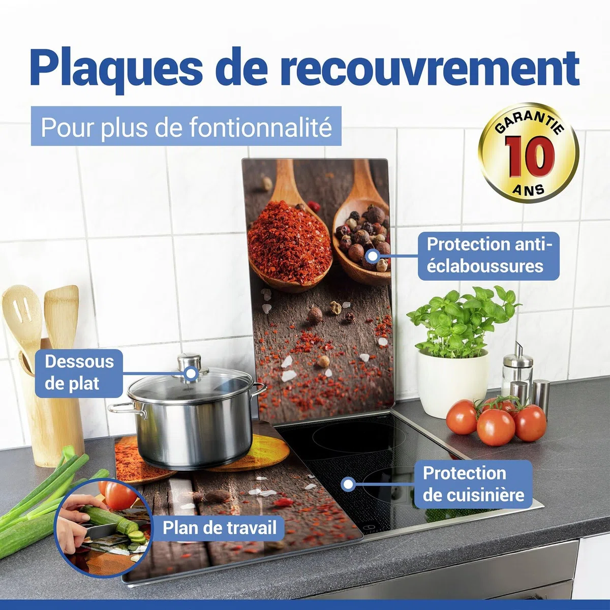 Allstar Placas cobertoras de vidrio universales Curry 2 pzas - juego de dos piezas, cubiertas para cocinas de vitrocerámica, Vidrio endurecido, 30 x 0.8 x 52 cm, Multicolor