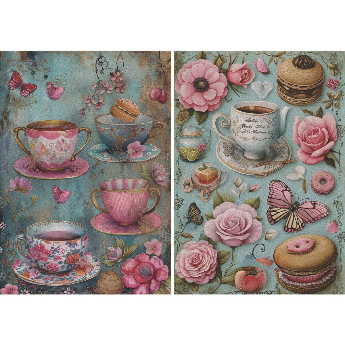 Papel de arroz La hora del Té, 20 x 26,6cm (6pc) - 6 Diseños para Scrapbooking Tarjetas Manualidades, Decoupage by CRAFT KREATIVELY