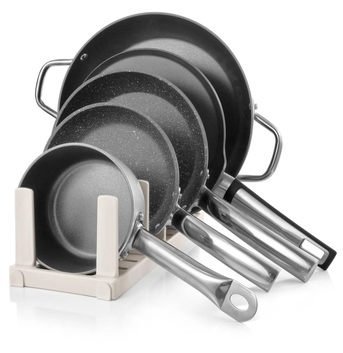 Tescoma - Soporte para Sartenes de Plástico FlexiSPACE - Organizador de Cocina - Apto para Lavavajillas - Color: Blanco