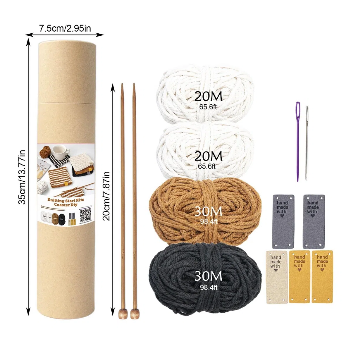 Kit de Punto para Principiante Adulto Completo con Agujas de Punto – Suministros de Kit de Posavasos DIYBufanda de Lana para Tejer tú Mismo – Idea de Regalo Suministros de Bricolaje y Kits