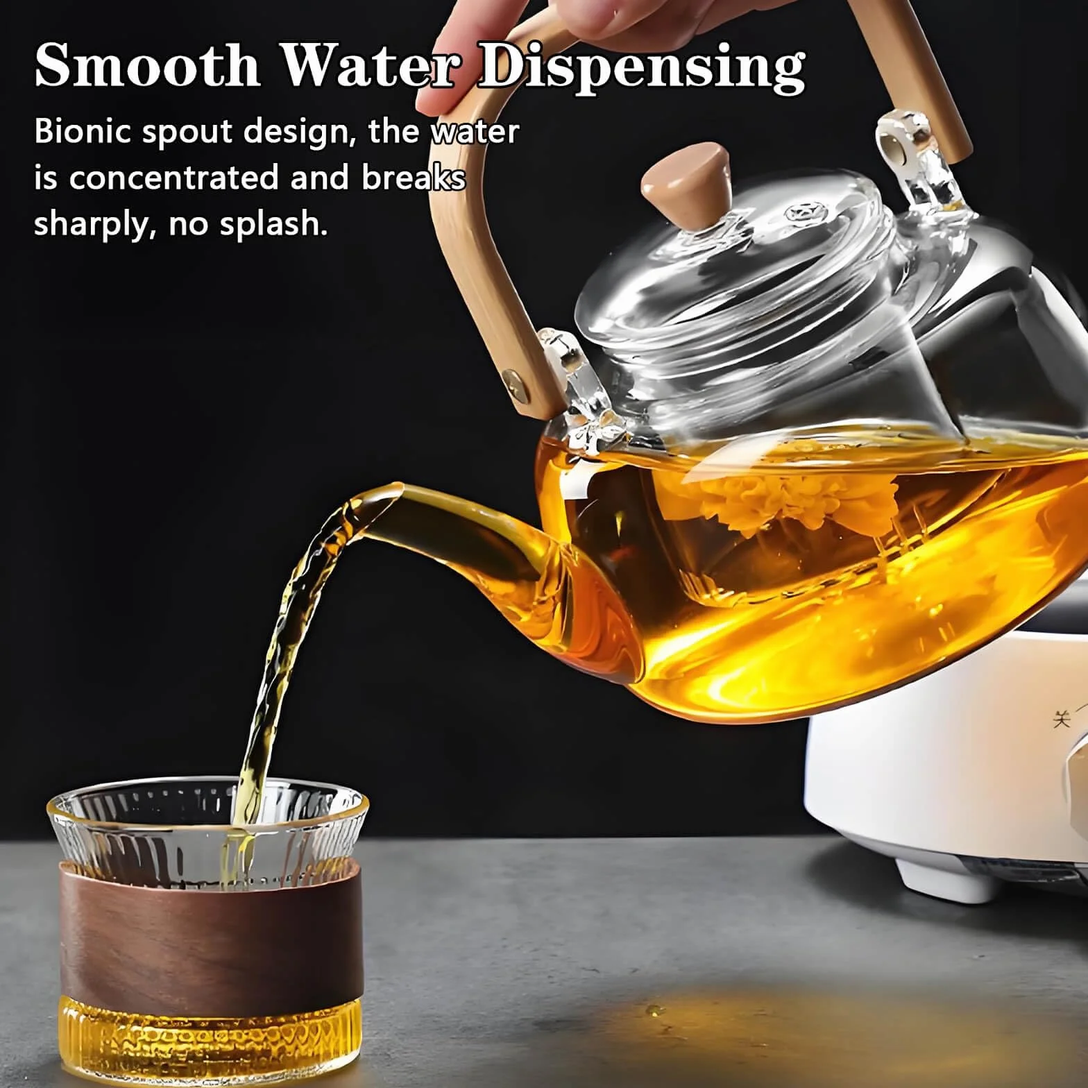 DxxD Tetera de Vidrio Transparente con Colador Extraíble, 1000 ml, para Té, Café y Infusiones, Apta para Lavavajillas, 19 x 15 x 12.5 cm